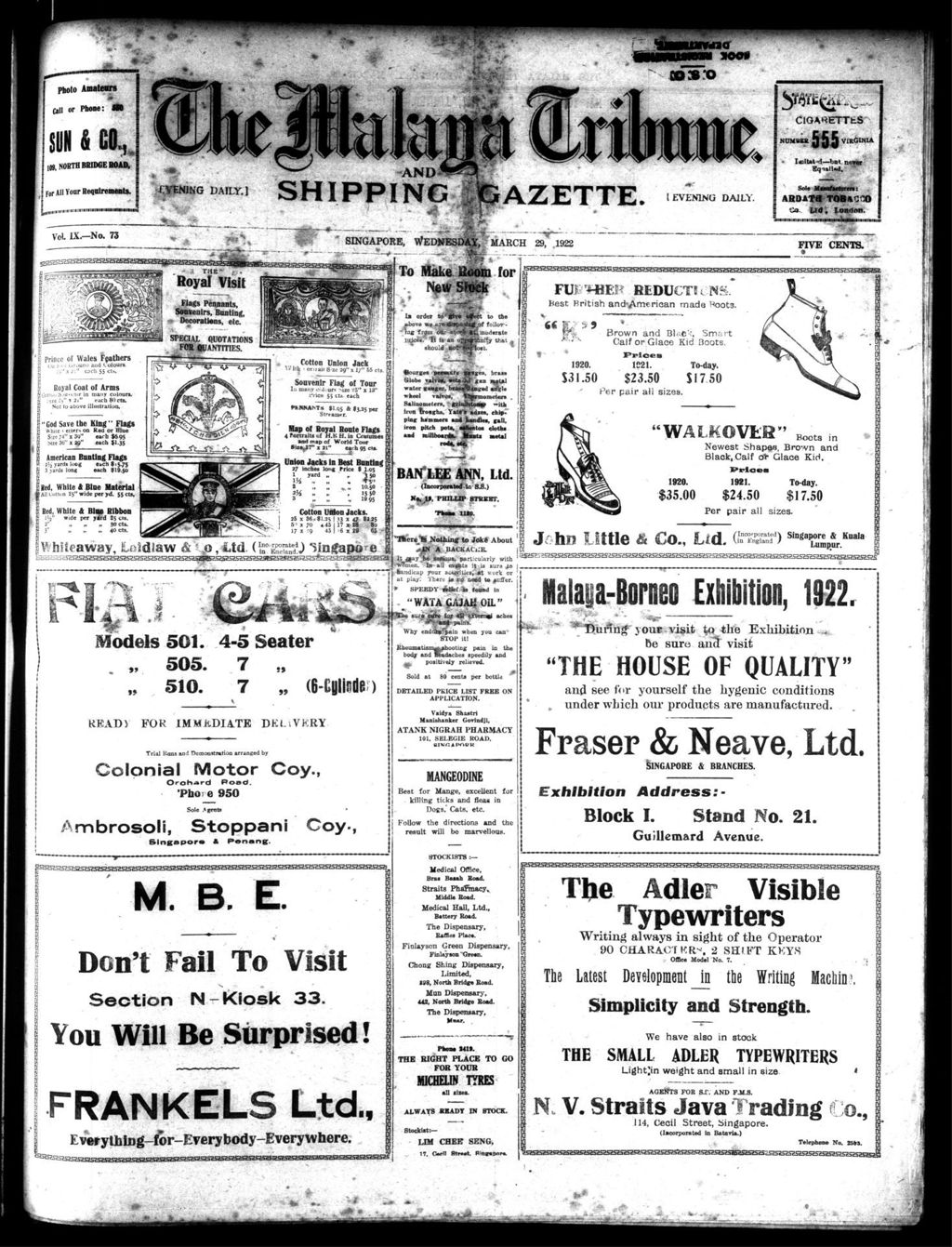 Miniature of Malaya Tribune 29 March 1922