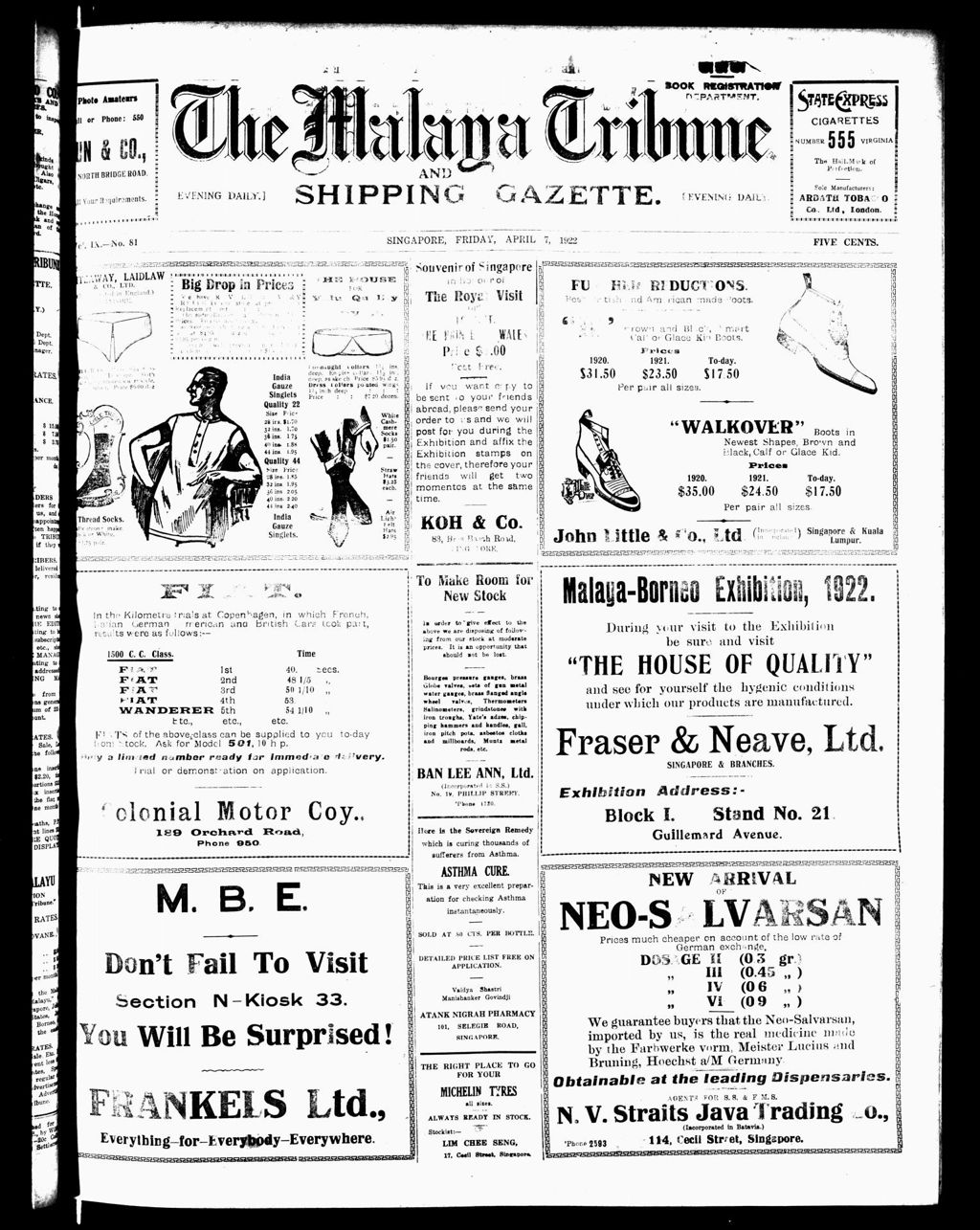 Miniature of Malaya Tribune 07 April 1922