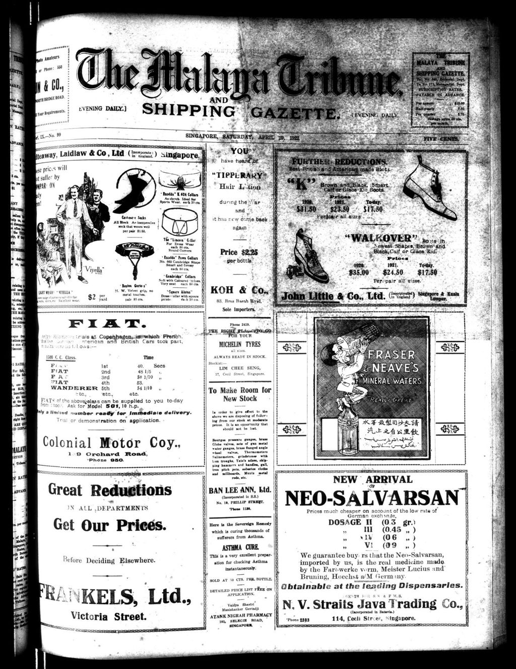 Miniature of Malaya Tribune 29 April 1922