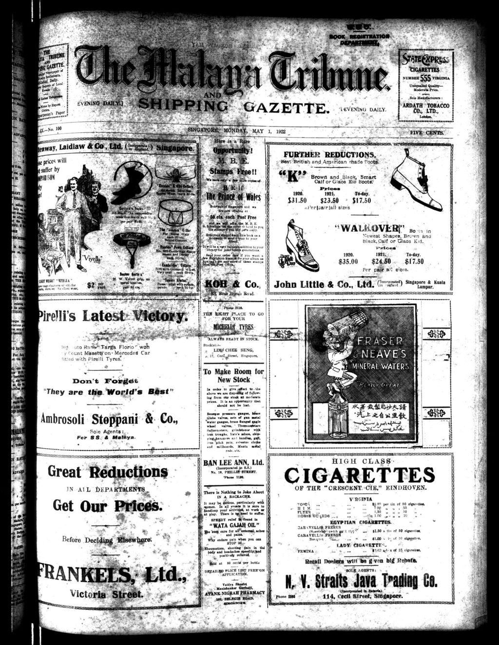 Miniature of Malaya Tribune 01 May 1922