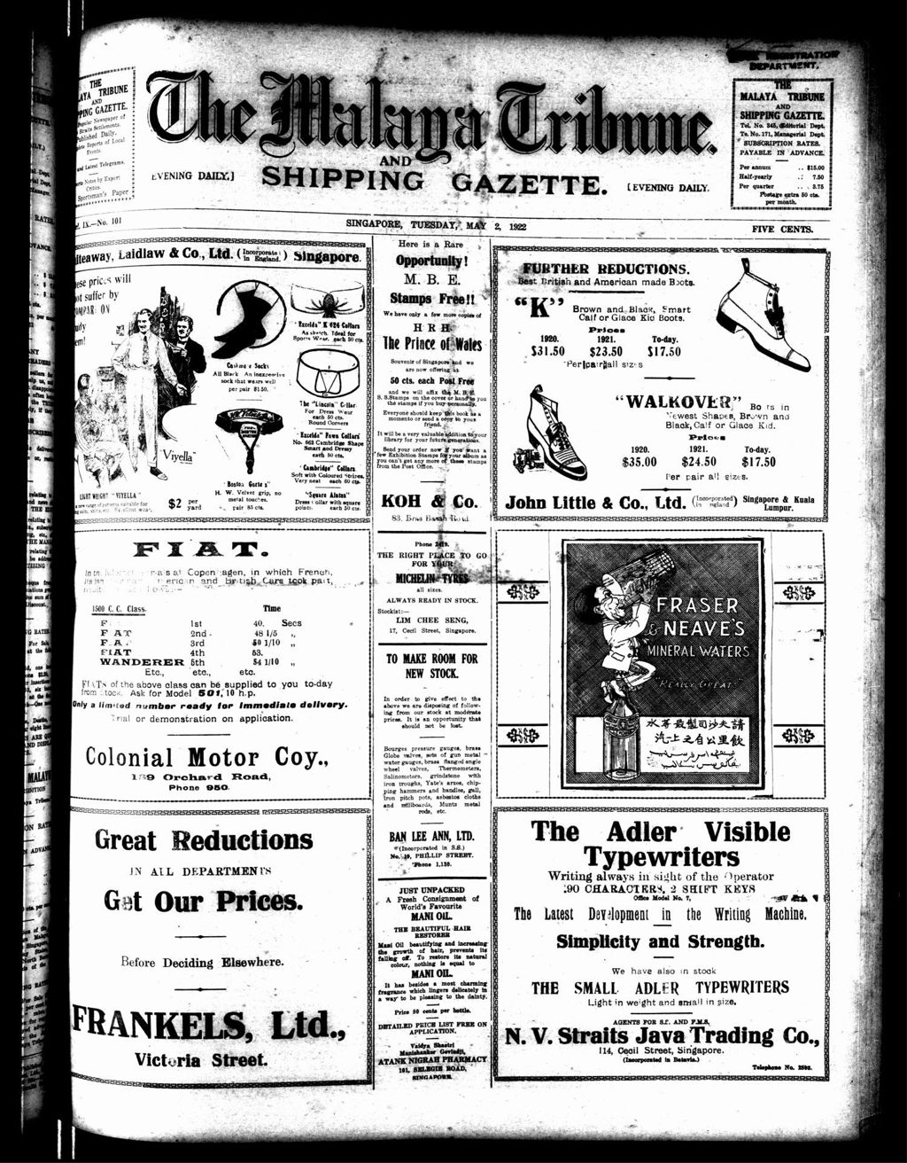 Miniature of Malaya Tribune 02 May 1922