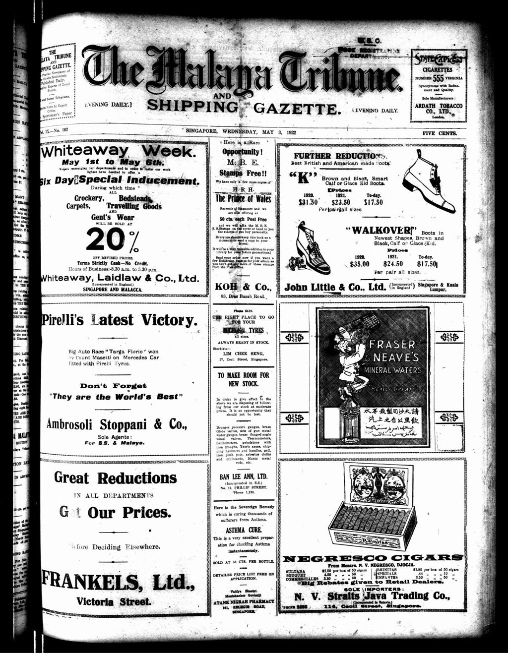 Miniature of Malaya Tribune 03 May 1922