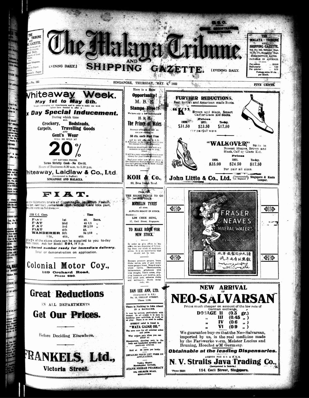 Miniature of Malaya Tribune 04 May 1922