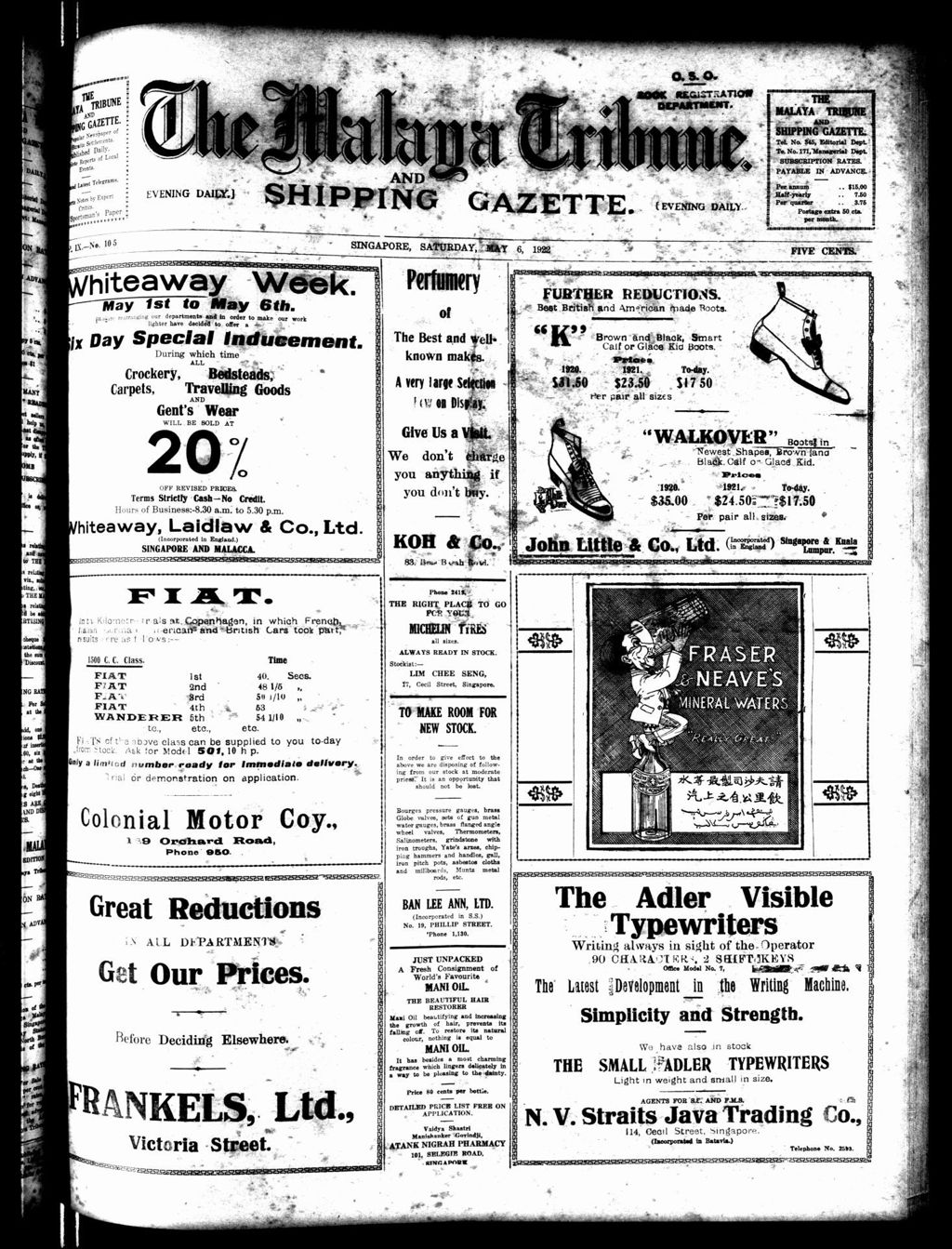 Miniature of Malaya Tribune 06 May 1922