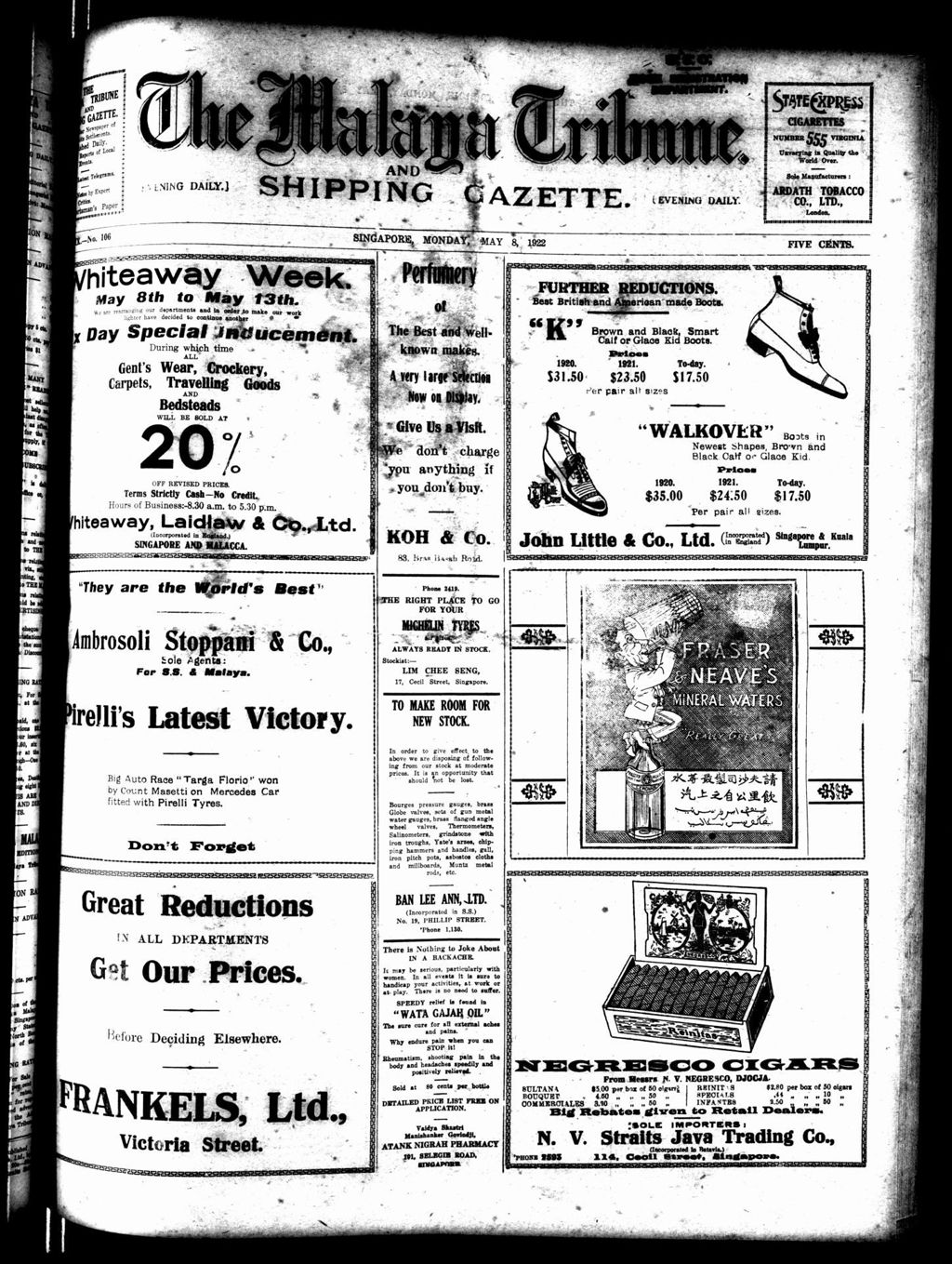 Miniature of Malaya Tribune 08 May 1922