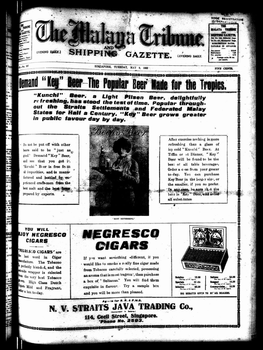 Miniature of Malaya Tribune 09 May 1922