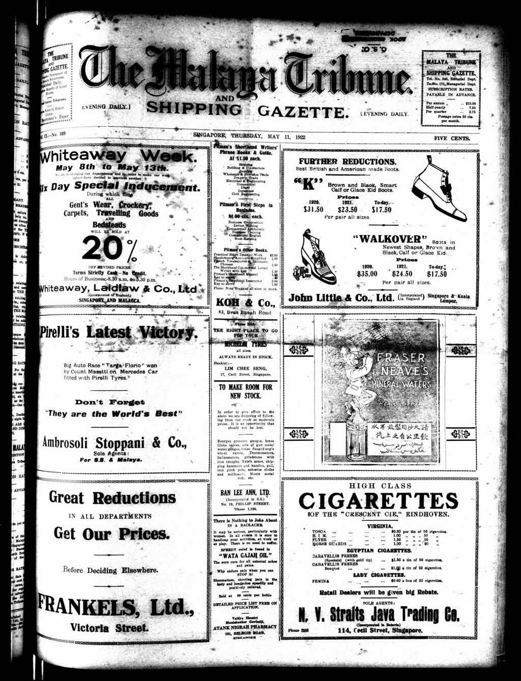 Miniature of Malaya Tribune 11 May 1922