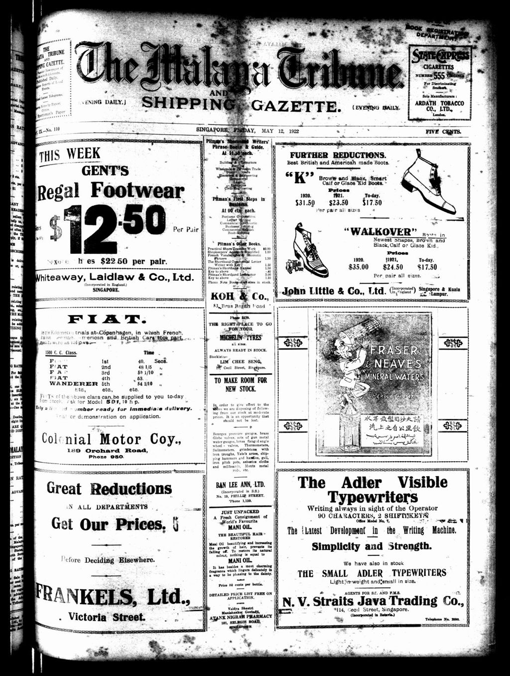 Miniature of Malaya Tribune 12 May 1922