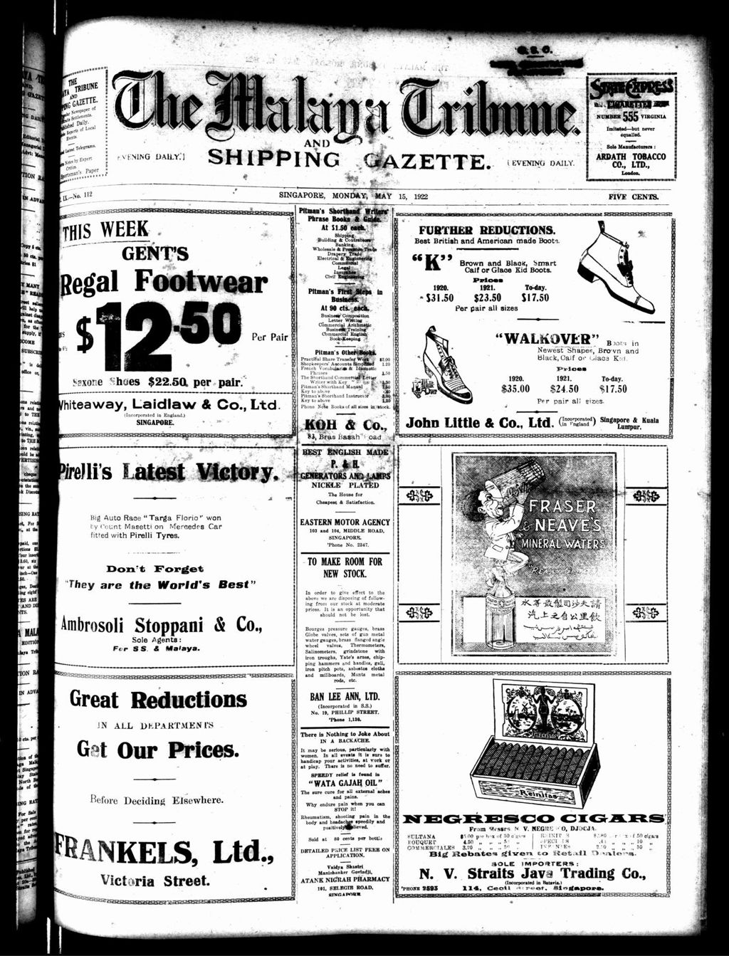 Miniature of Malaya Tribune 15 May 1922