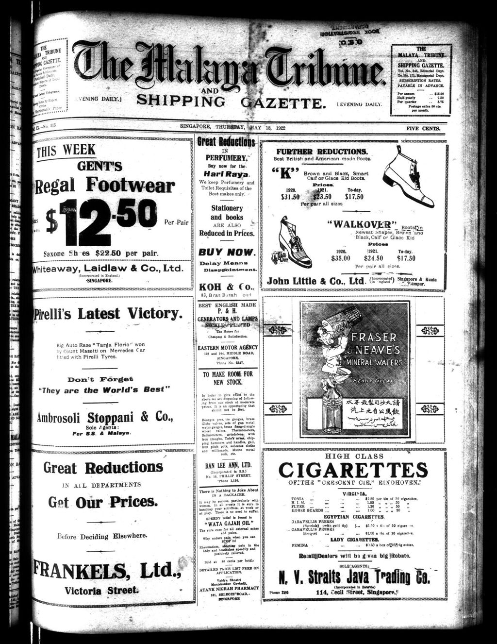 Miniature of Malaya Tribune 18 May 1922