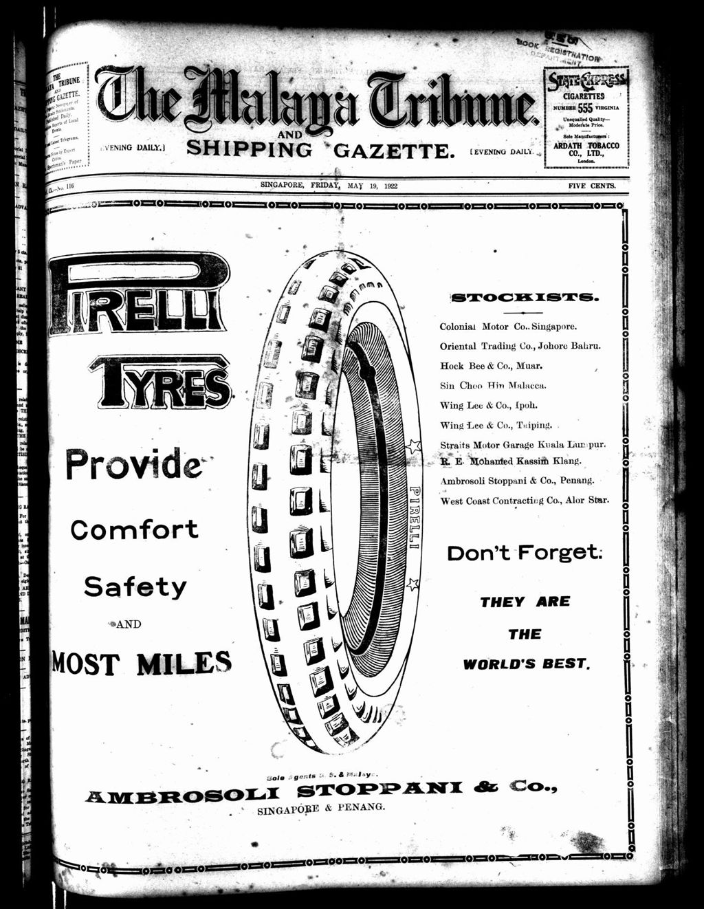 Miniature of Malaya Tribune 19 May 1922