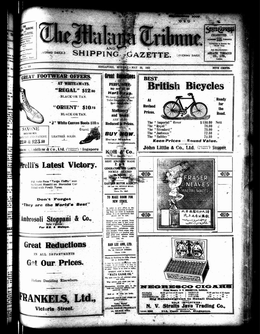 Miniature of Malaya Tribune 22 May 1922