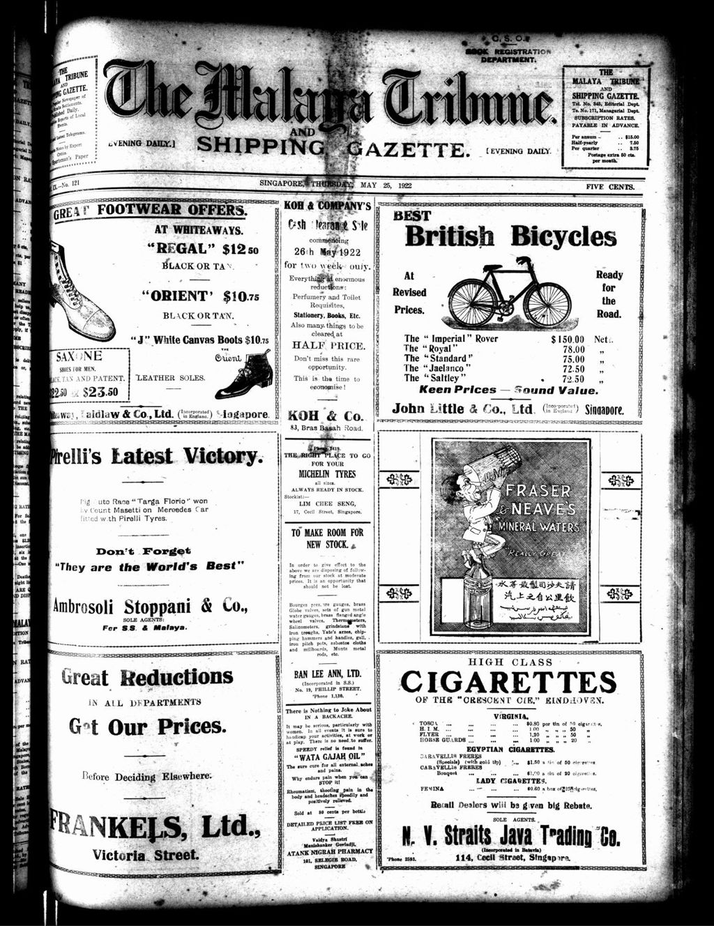 Miniature of Malaya Tribune 25 May 1922