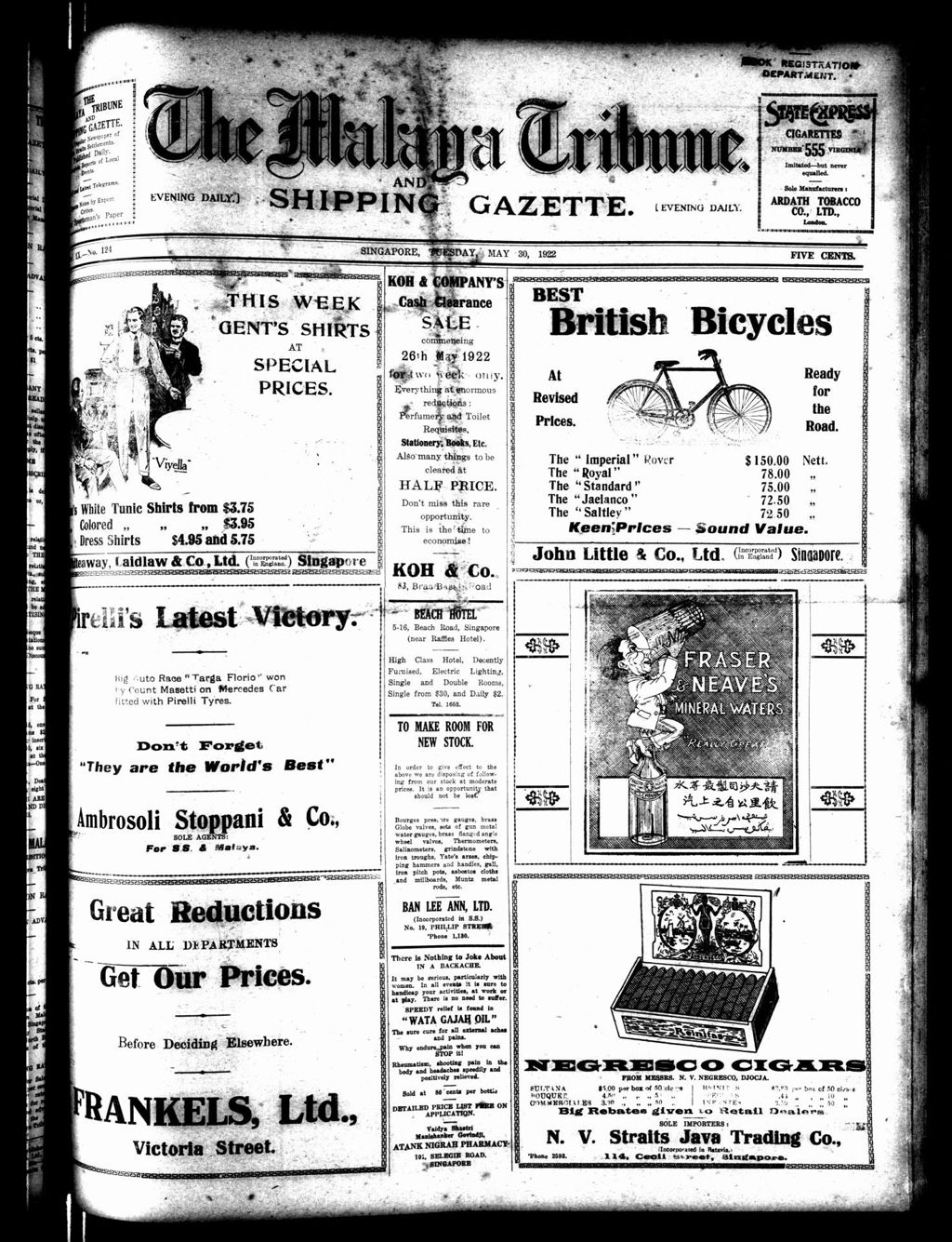 Miniature of Malaya Tribune 30 May 1922