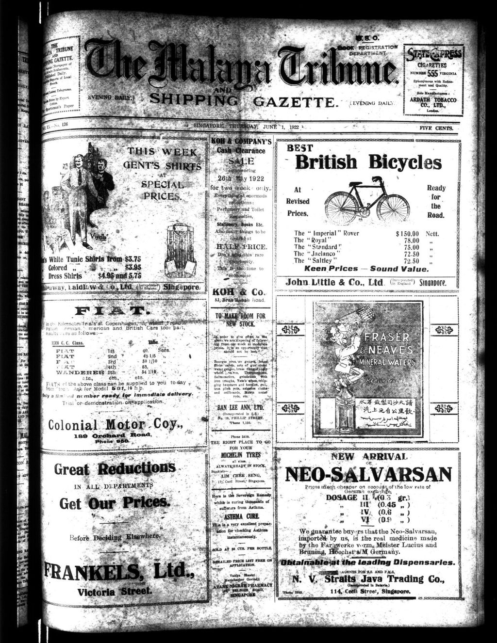 Miniature of Malaya Tribune 01 June 1922