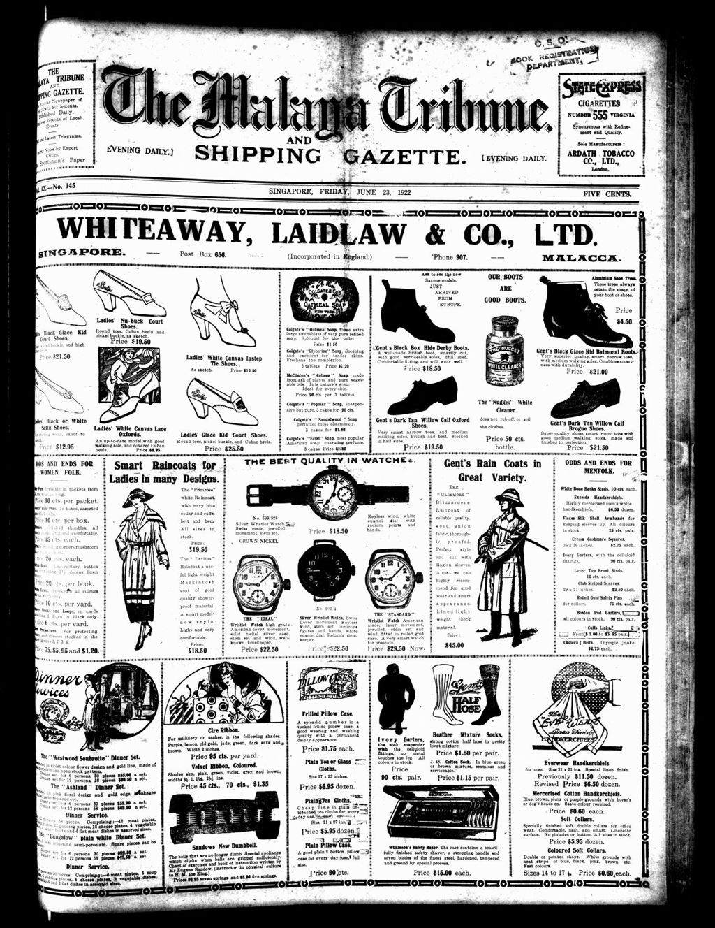 Miniature of Malaya Tribune 23 June 1922