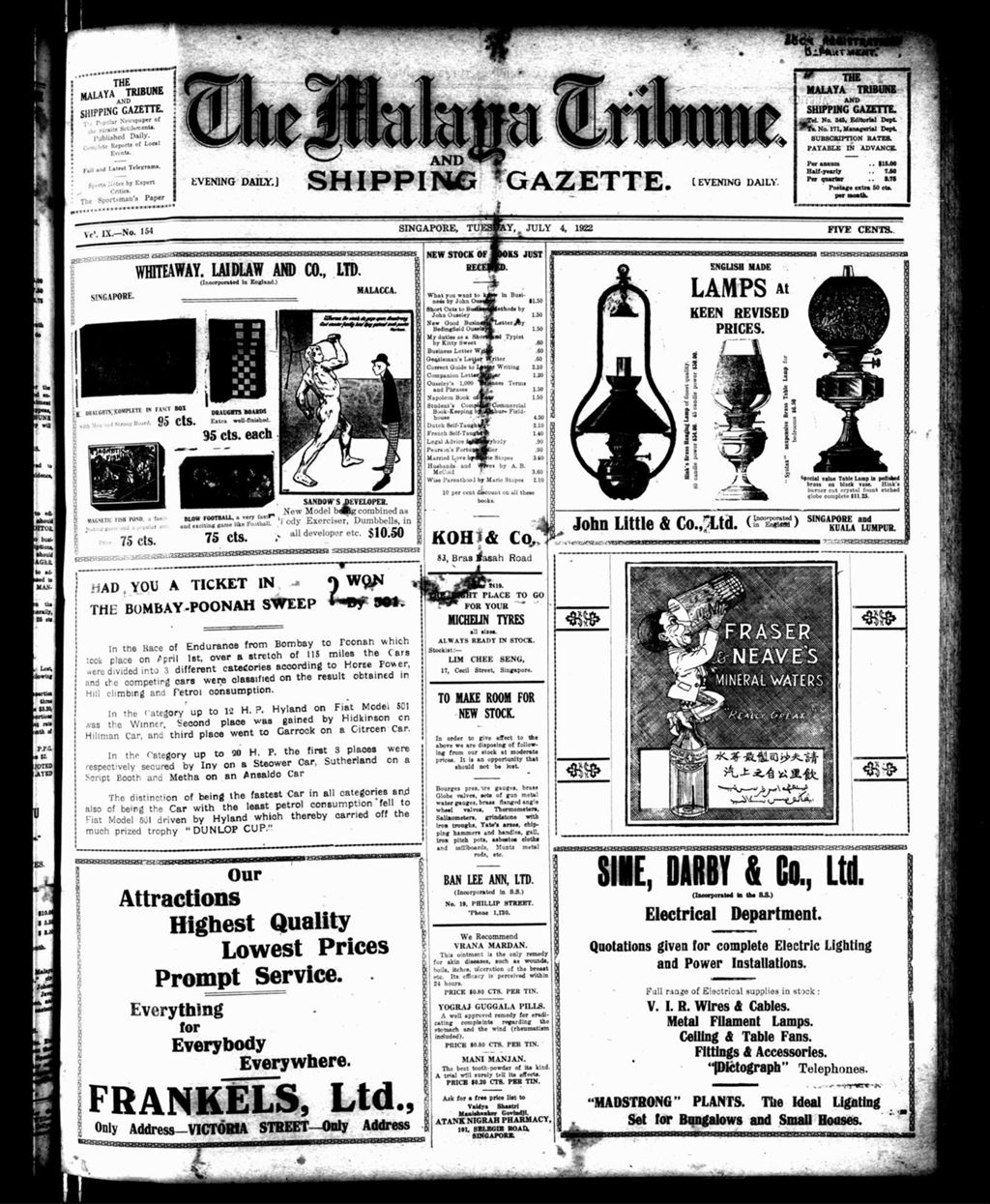 Miniature of Malaya Tribune 04 July 1922