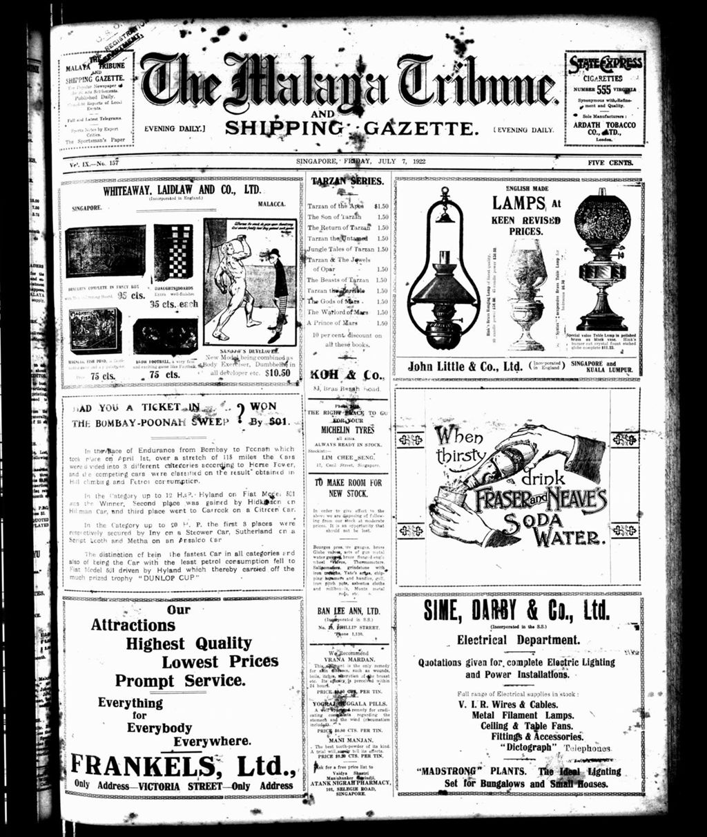 Miniature of Malaya Tribune 07 July 1922