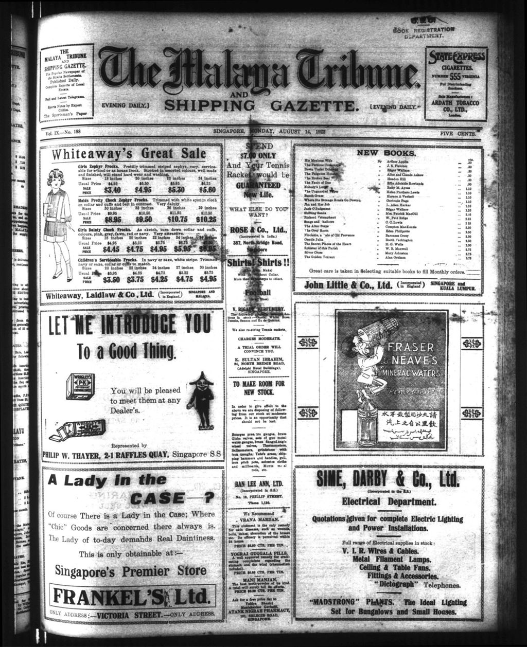 Miniature of Malaya Tribune 14 August 1922