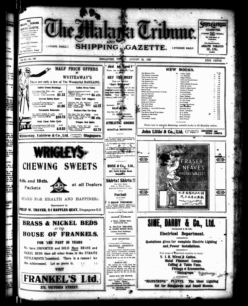 Miniature of Malaya Tribune 25 August 1922