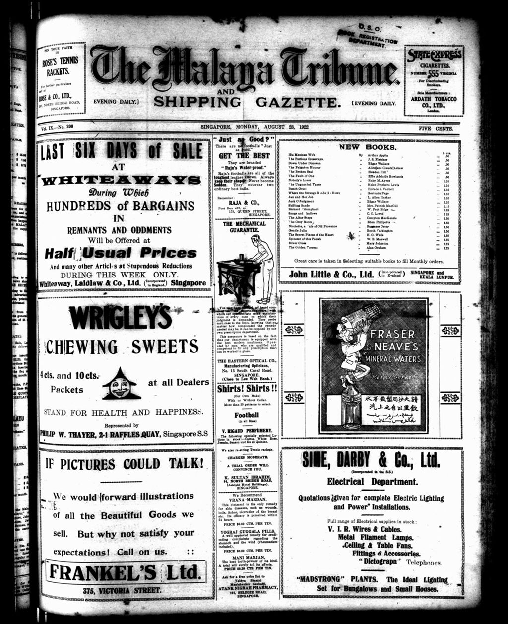 Miniature of Malaya Tribune 28 August 1922