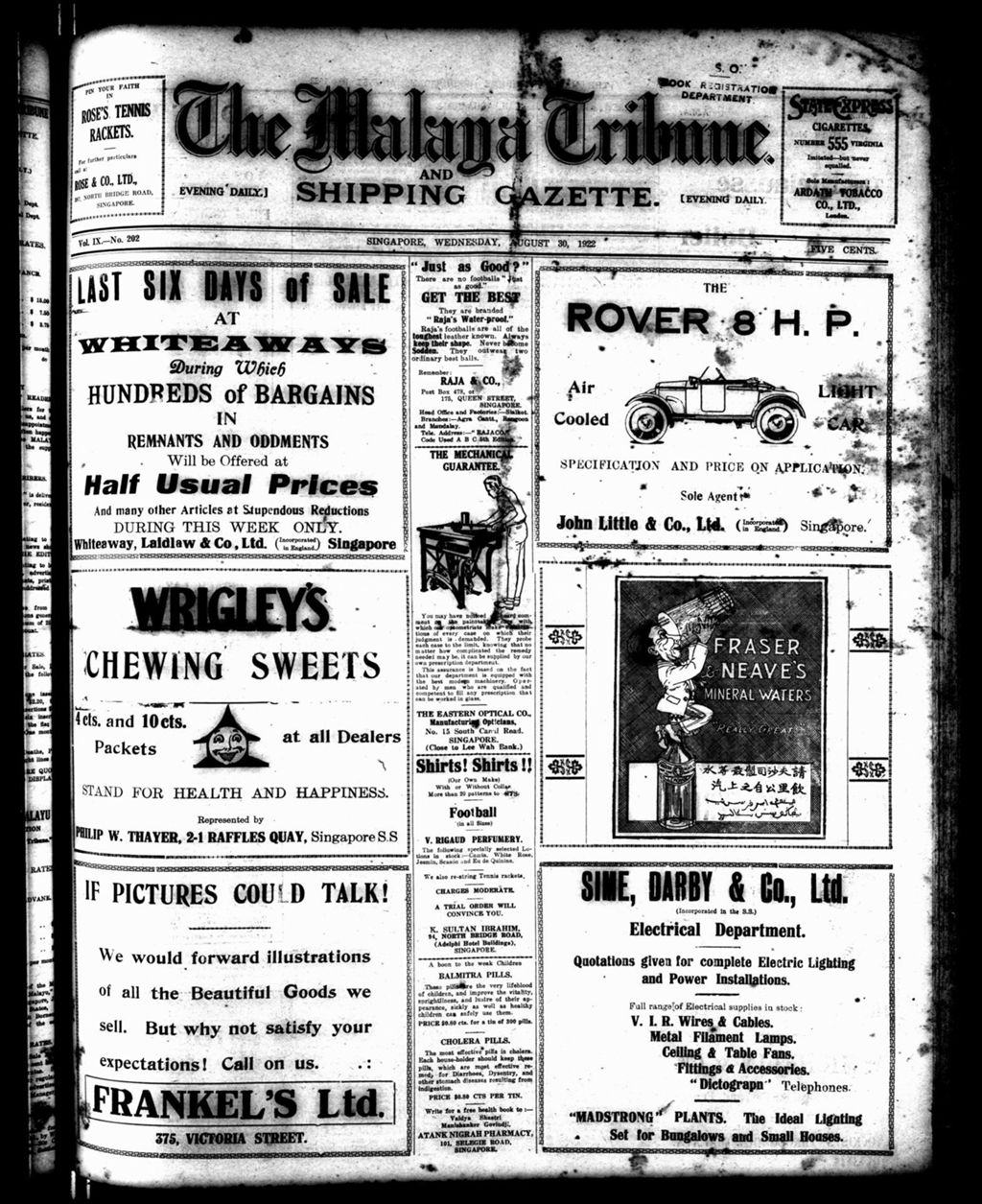 Miniature of Malaya Tribune 30 August 1922