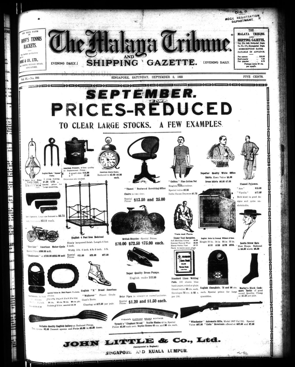 Miniature of Malaya Tribune 02 September 1922