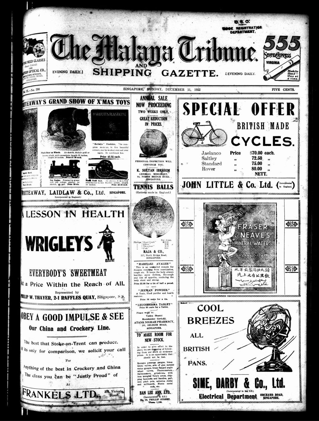 Miniature of Malaya Tribune 11 December 1922