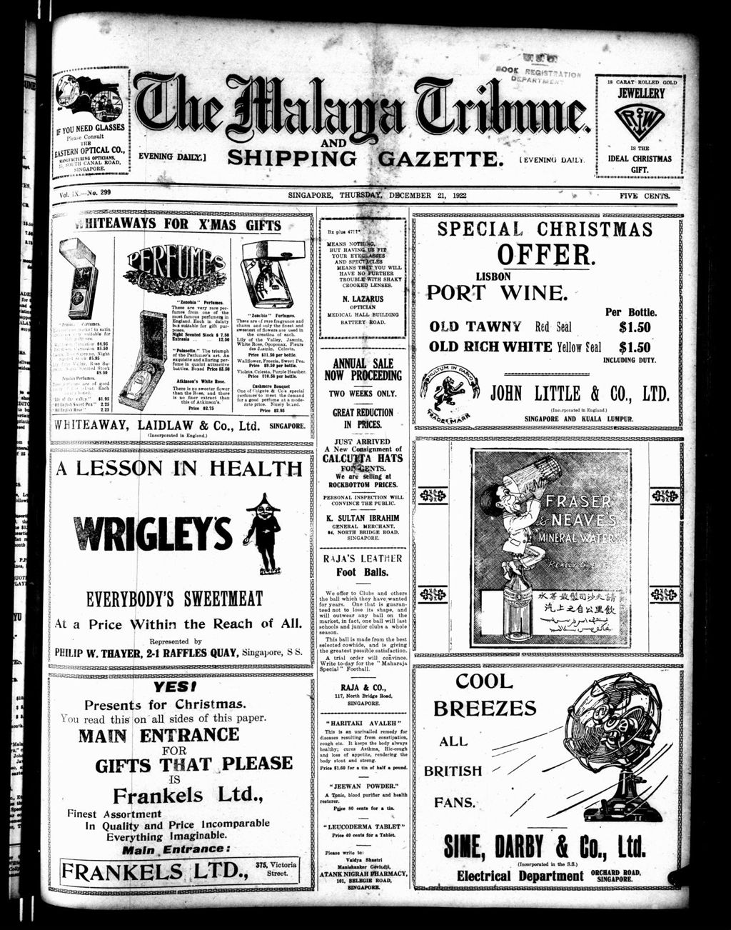 Miniature of Malaya Tribune 21 December 1922