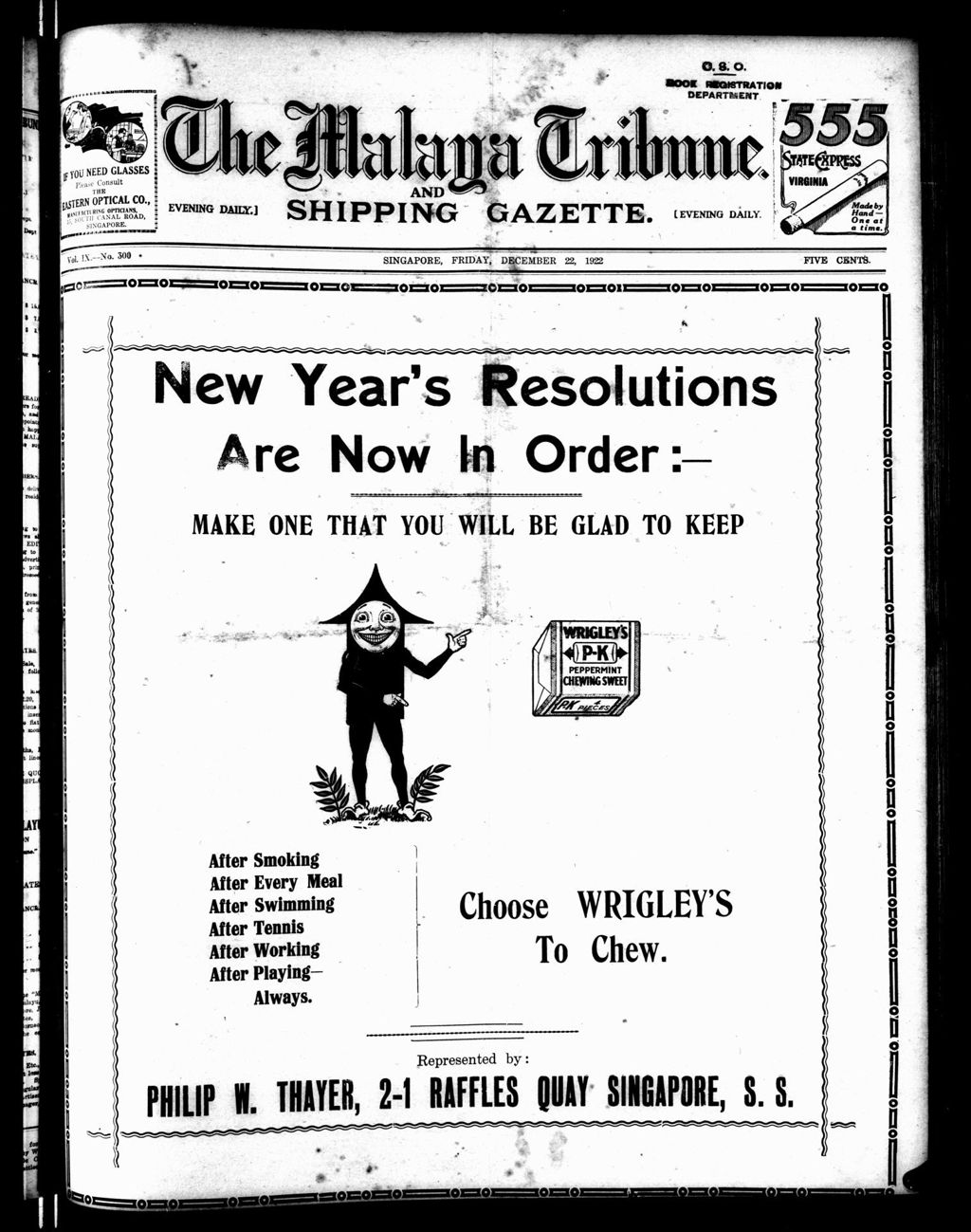 Miniature of Malaya Tribune 22 December 1922