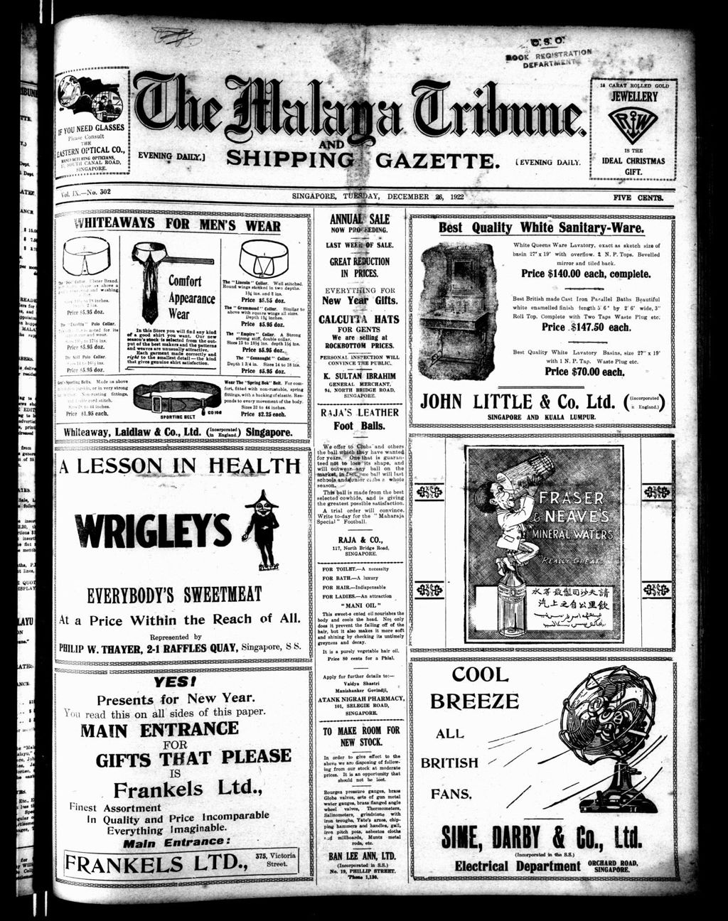 Miniature of Malaya Tribune 26 December 1922