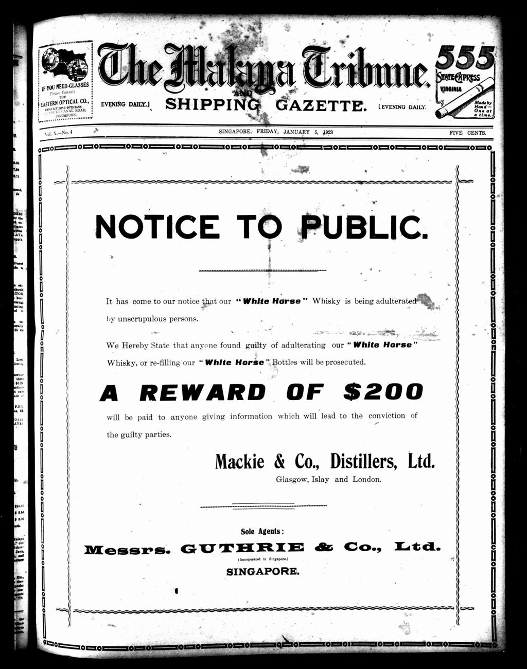 Miniature of Malaya Tribune 05 January 1923