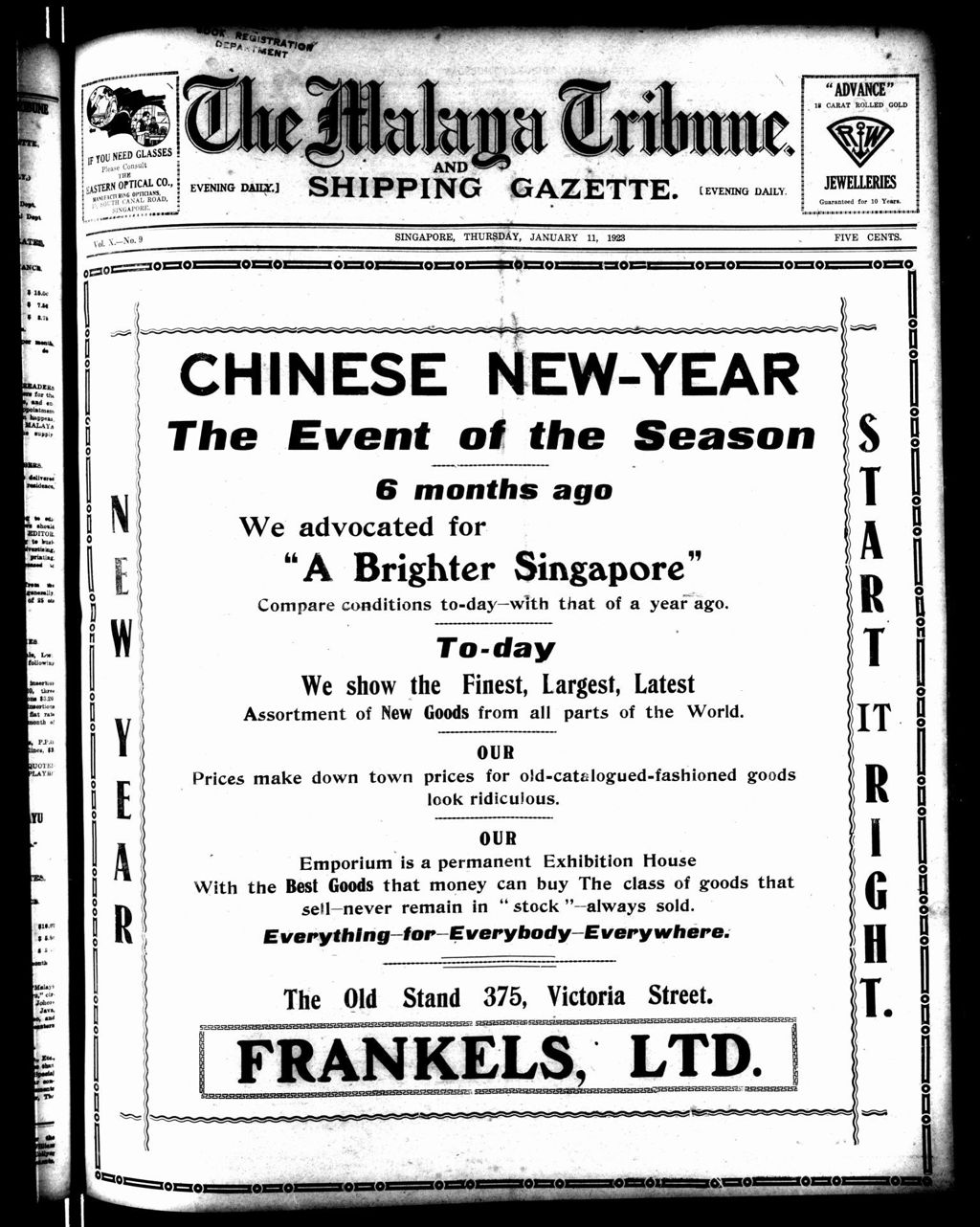 Miniature of Malaya Tribune 11 January 1923