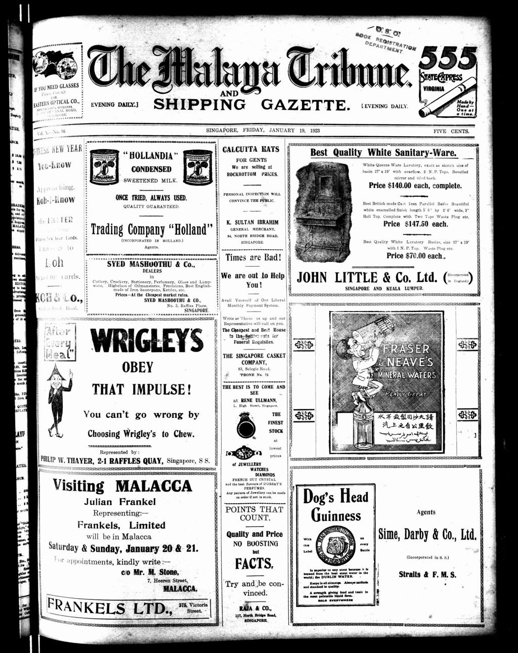 Miniature of Malaya Tribune 19 January 1923