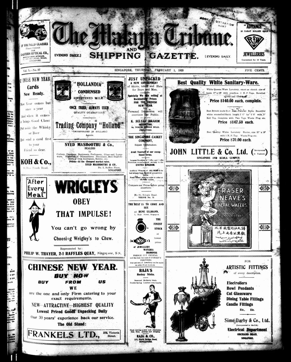 Miniature of Malaya Tribune 01 February 1923