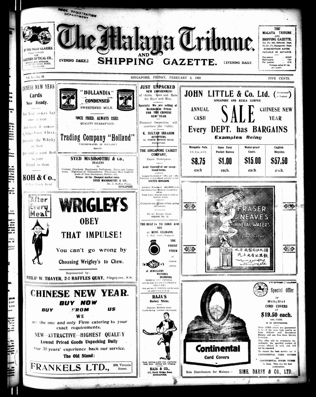 Miniature of Malaya Tribune 02 February 1923