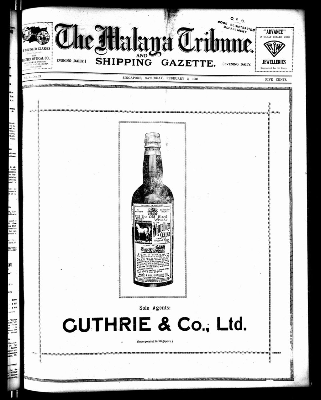 Miniature of Malaya Tribune 03 February 1923