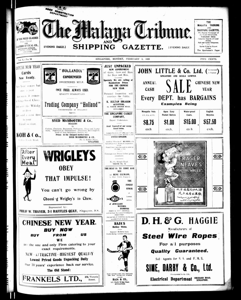 Miniature of Malaya Tribune 05 February 1923