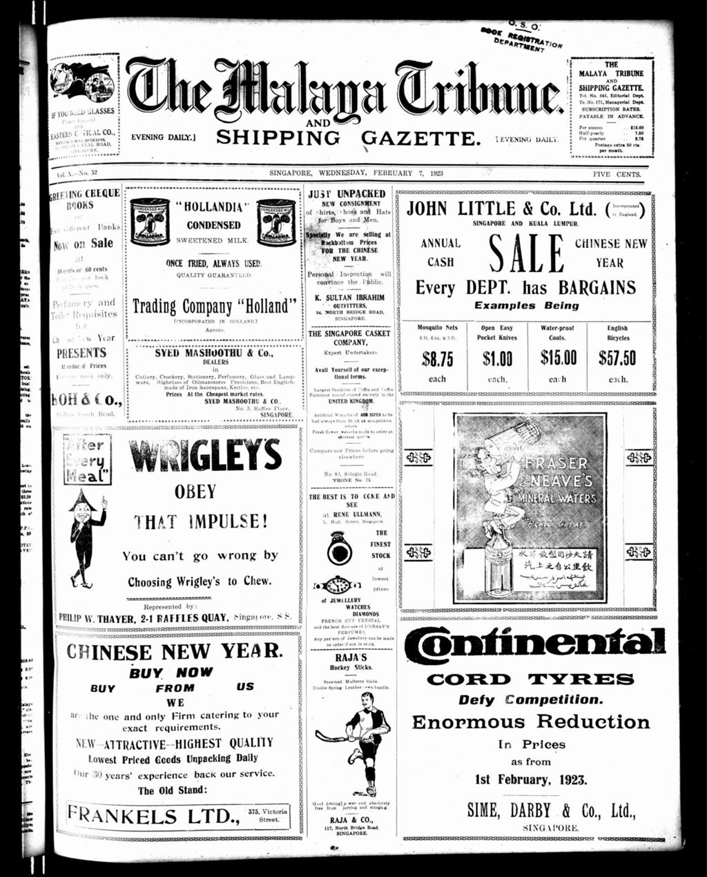 Miniature of Malaya Tribune 07 February 1923