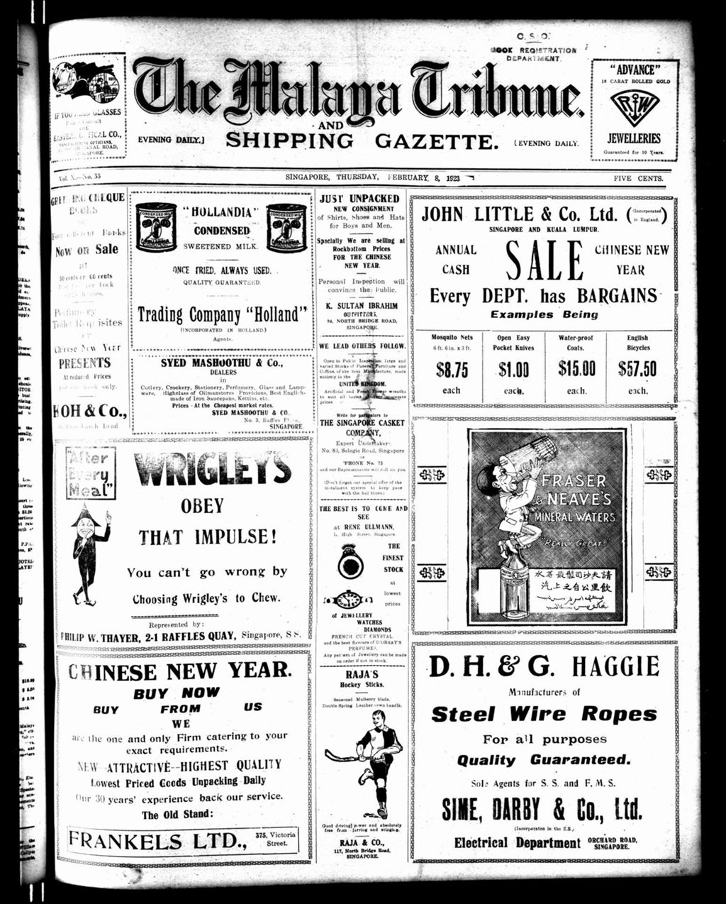 Miniature of Malaya Tribune 08 February 1923