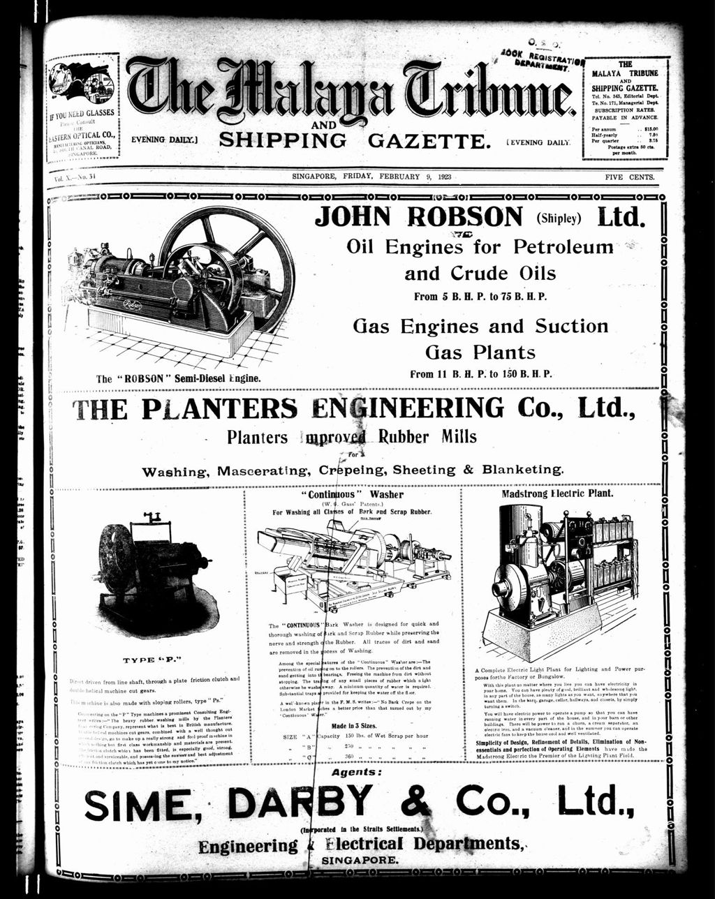 Miniature of Malaya Tribune 09 February 1923