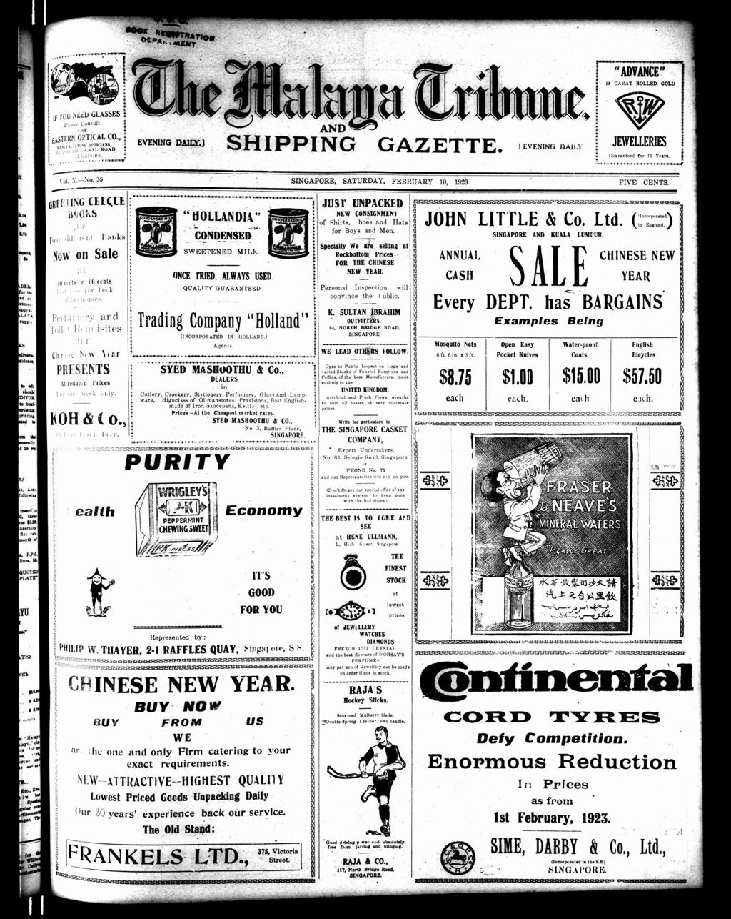 Miniature of Malaya Tribune 10 February 1923