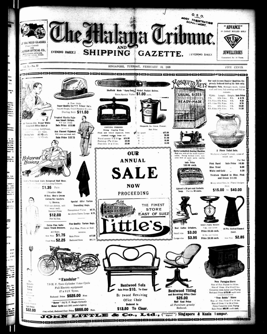 Miniature of Malaya Tribune 13 February 1923