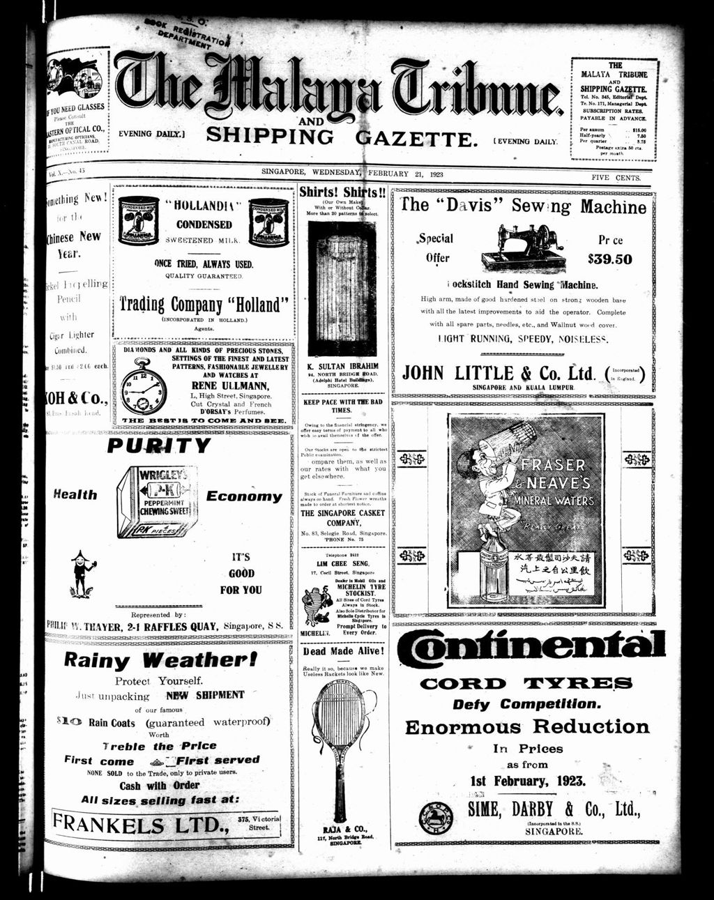 Miniature of Malaya Tribune 21 February 1923