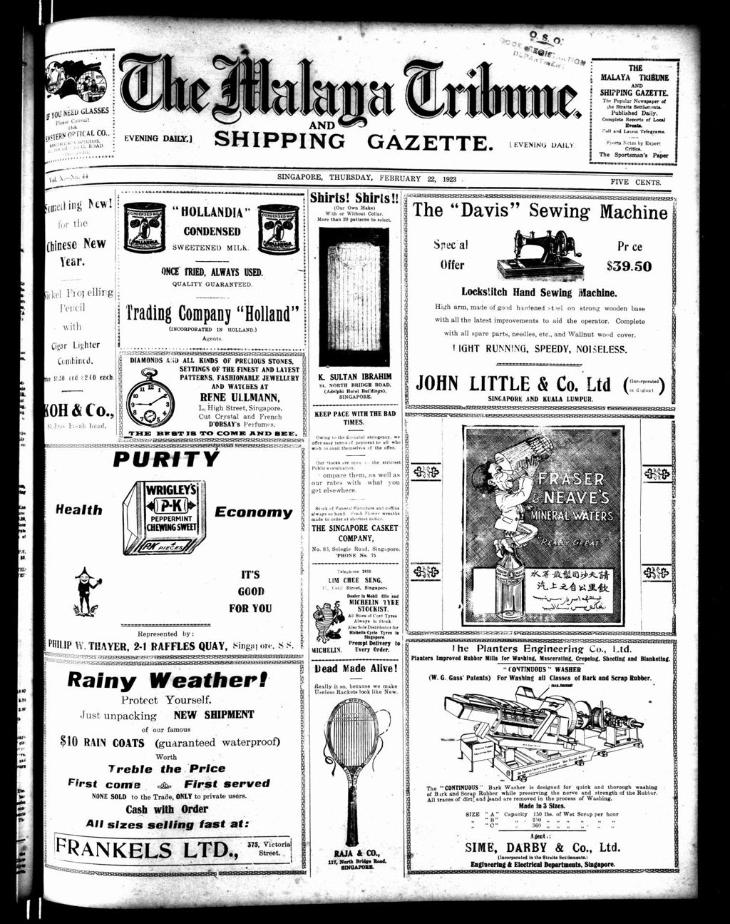 Miniature of Malaya Tribune 22 February 1923