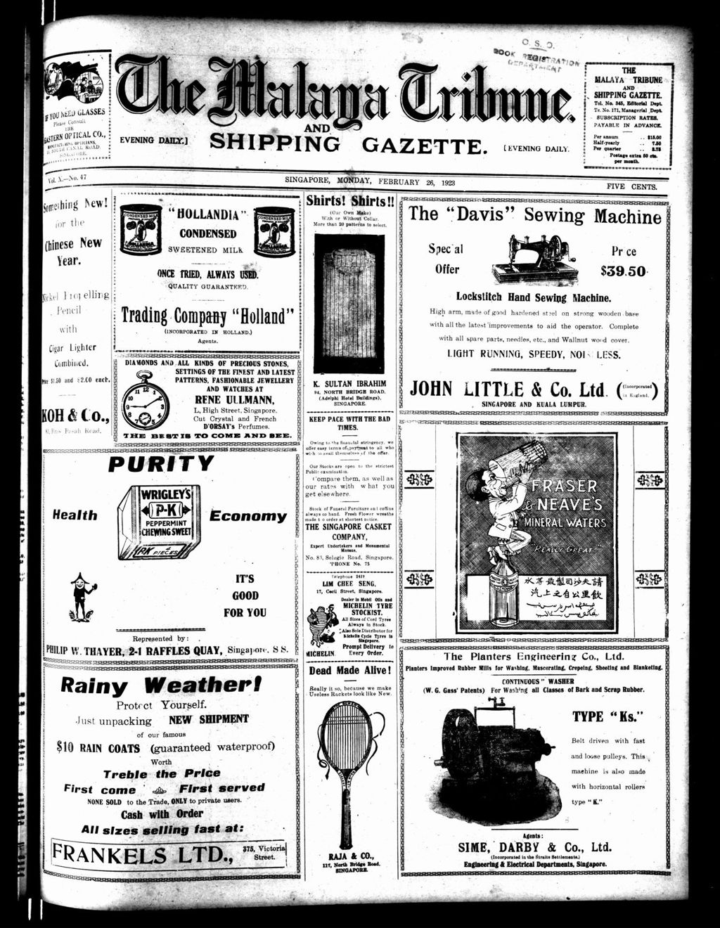 Miniature of Malaya Tribune 26 February 1923