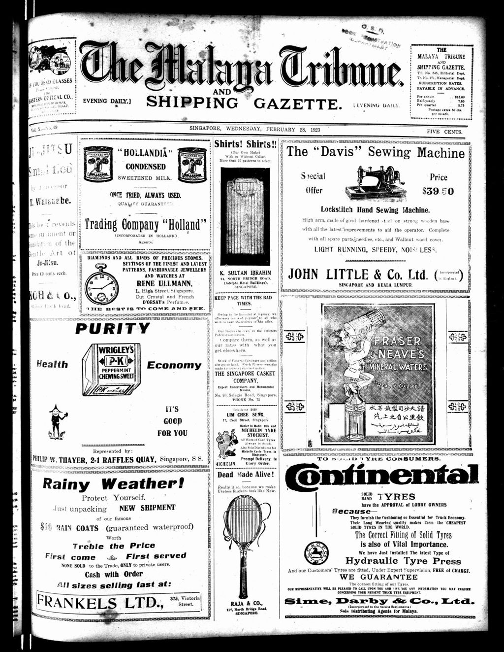 Miniature of Malaya Tribune 28 February 1923