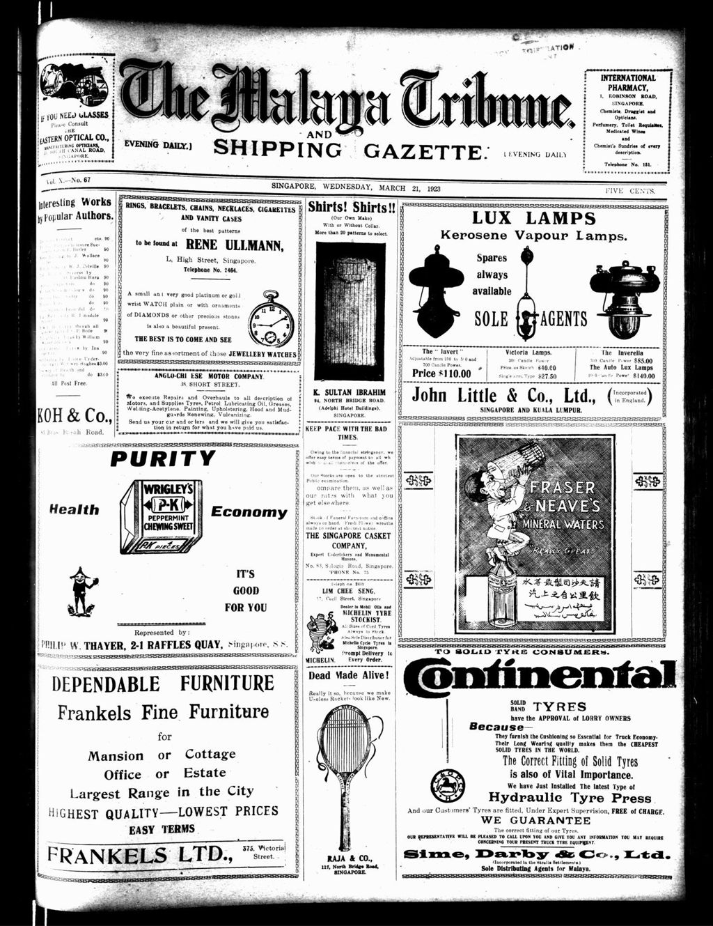 Miniature of Malaya Tribune 21 March 1923