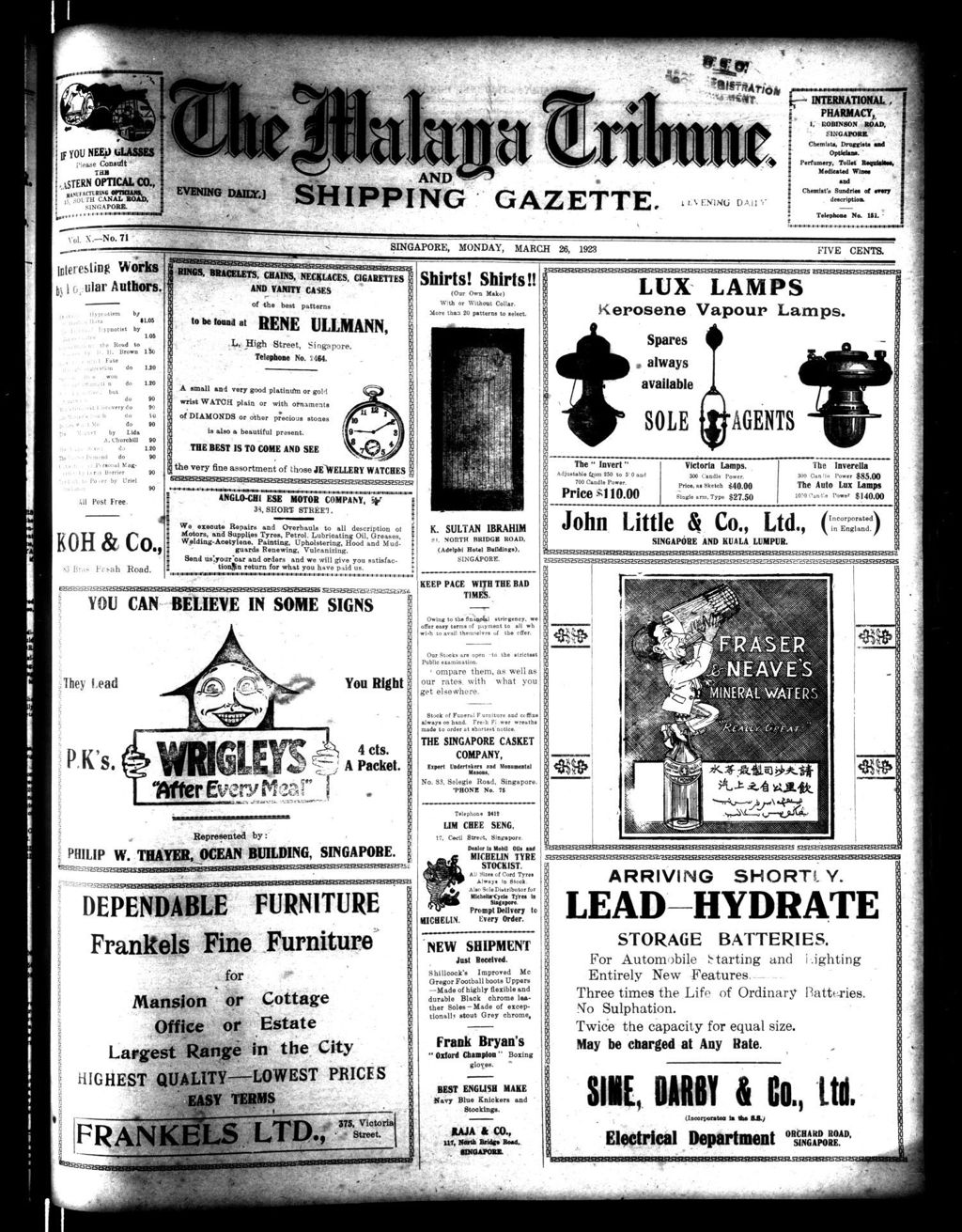 Miniature of Malaya Tribune 26 March 1923