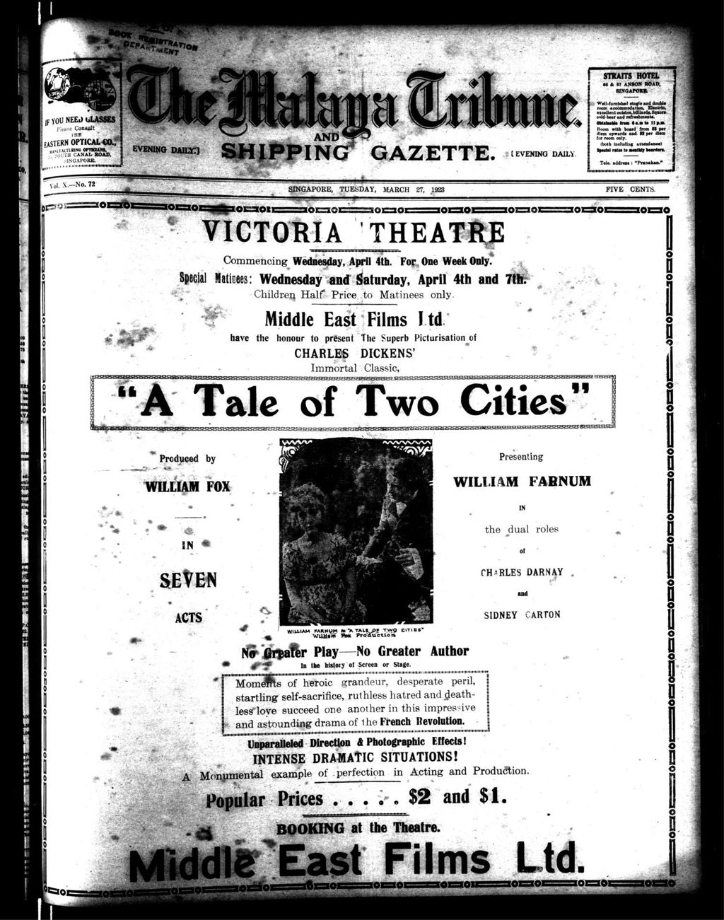 Miniature of Malaya Tribune 27 March 1923